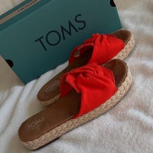 Toms Women's Bright Red Espadrille Slides